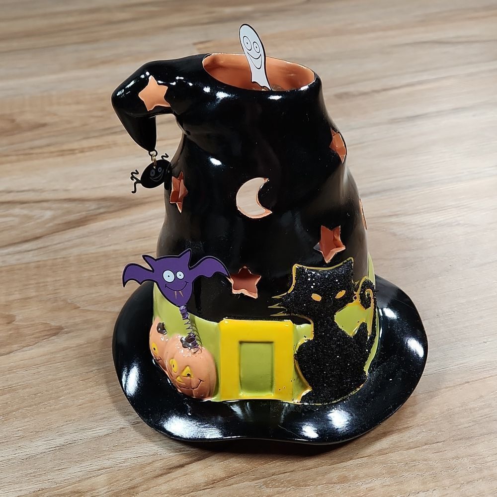 💜Partylite Black Whimsical Witch Hat Tealight Candle Holder - Picture 2 of 10